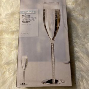 Stokes champagne wedding cristal flutes set of 2 NEW NIB